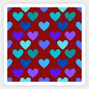 Kawaii Hearts Pattern in Red Sticker